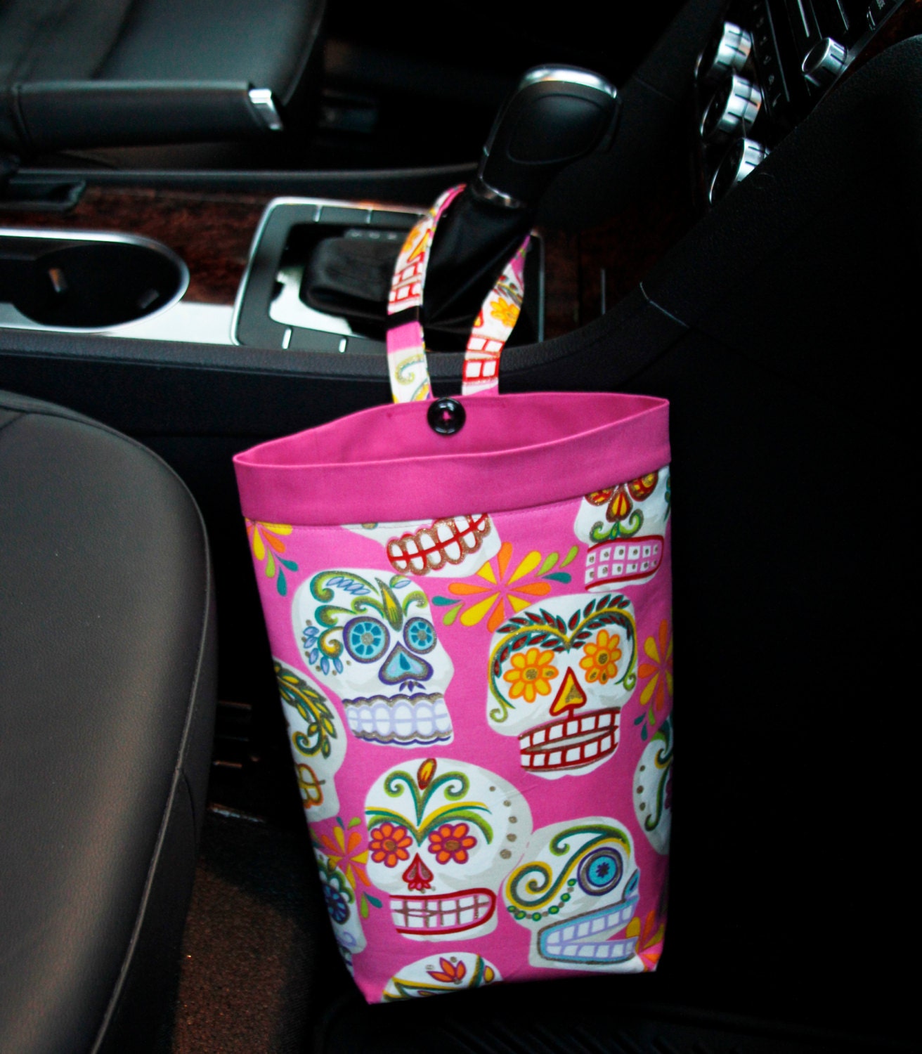 Car Trash Bag PINK SKULLS Calaveras by Alexander Henry Women Etsy