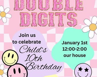 Hello Double Digits Birthday Invitation File