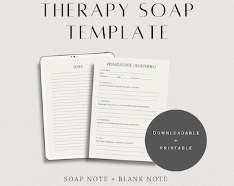 Plantilla de nota SOAP para terapeutas: notas de progreso de asesoramiento editables (PDF imprimible)