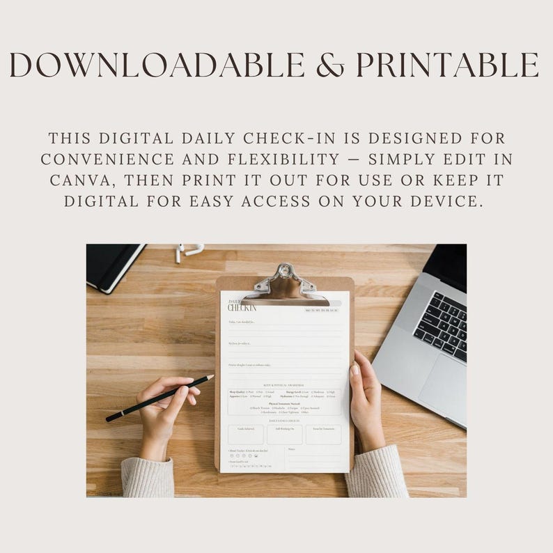 Daily Mental Health Check-in | Wellness Journal (digital PDF) - Etsy