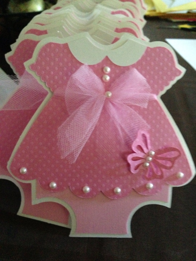 Pink Dress Baby Shower Invitations With Butterfly Detail Etsy Pink Dress Baby Shower Invitations With Butterfly Detail Etsy