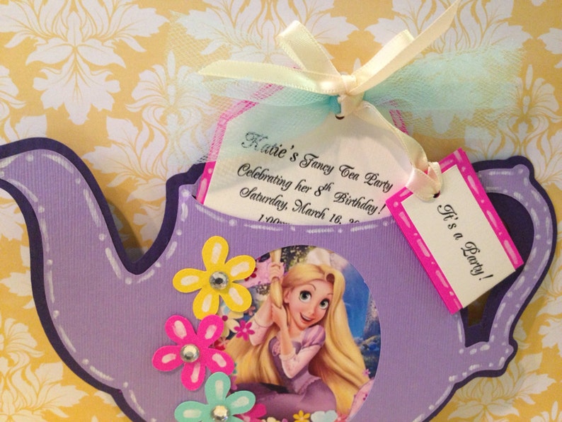 Tea Party Invitations Rapunzel 25 Rapunzel Tea Pot Invitations birthday invitations girls birthday Tea Pot new invitations