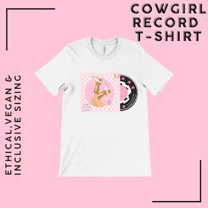Koszulka Cowgirl, Koszulka Cowgirl Record, Kowboj, Estetyka kowboja, Groovy koszulka, Yeehaw, Buty Cowgirl, Słodka estetyka, Różowa grafika Cowgirl