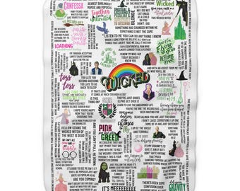 Wicked Wizard of Oz Musical Movie Quote Large Thick Soft Warm Sherpa Fleece Cuddle Blanket