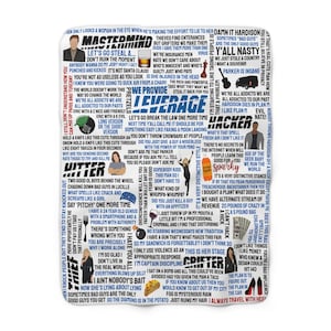 May include: A white fleece blanket with a repeating pattern of text in various fonts and sizes. The text includes phrases like "Mastermind", "Hacker", and "Sparky".
