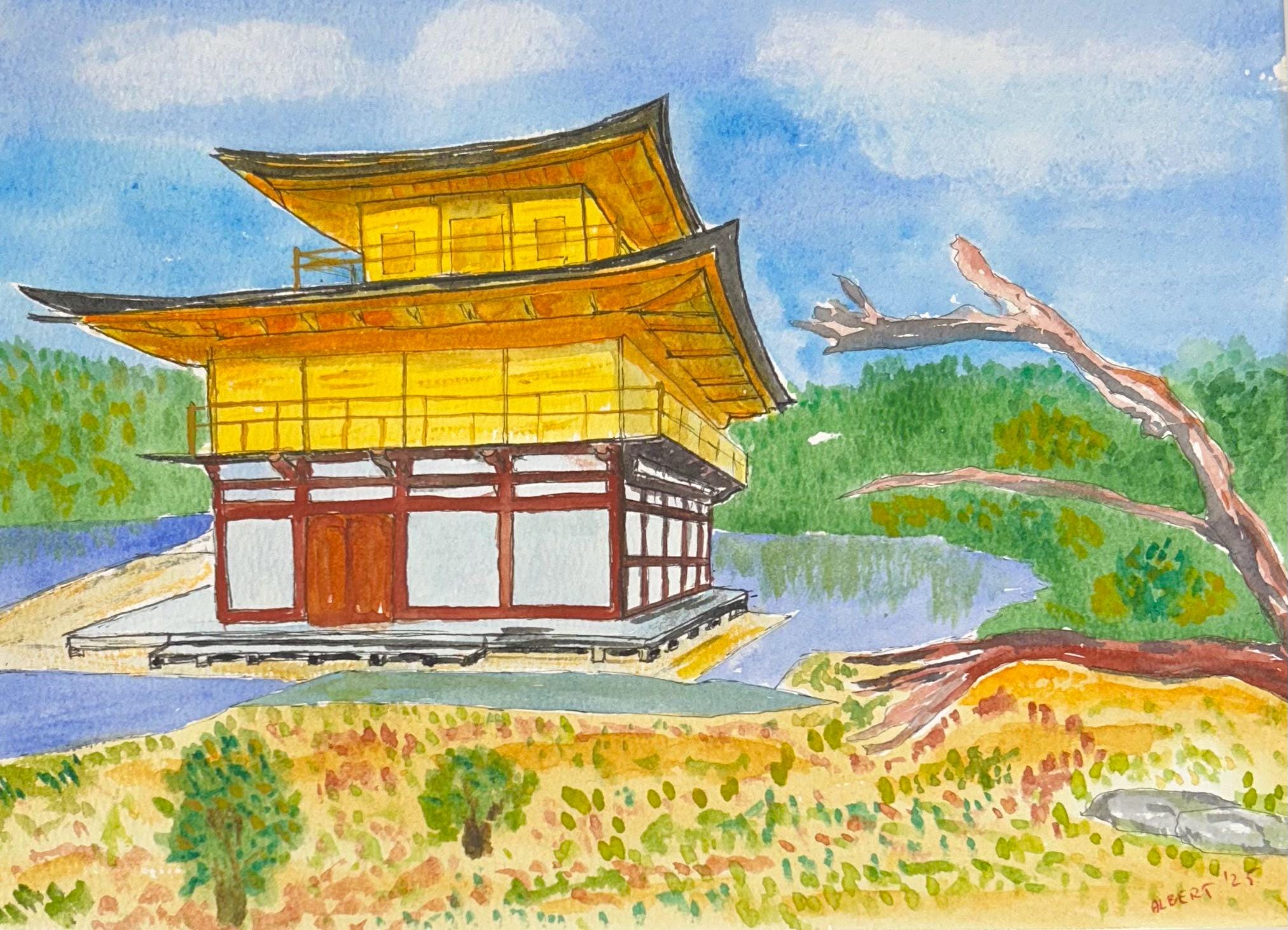 油彩画 金閣寺 版画 風景 Amazon co jp 徳力富吉郎 金閣寺 舎利殿 木