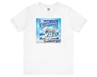 Polar Bear Birthday T-Shirt for Kids and Adults, Unisex Tee, Gift for Wildlife Lovers, Arctic Animal Top, Nature Lover Shirt