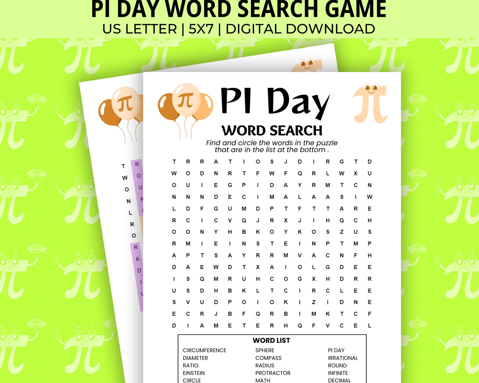 Pi Day Word Search, Pi Day Game, Pi Day Download, Math Teacher, Math Pi