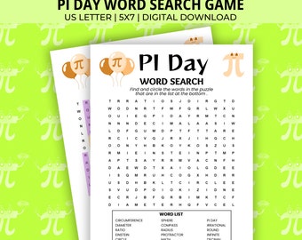 Pi Day Word Search,  Pi Day Game, Pi Day Download, Math Teacher, Math Pi Day, Math Activities, Word Game, Pi Day Party, Math Worksheets