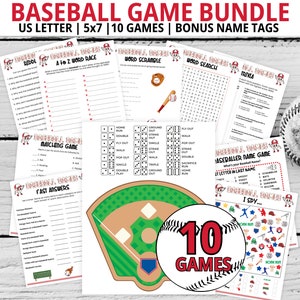 Baseball Games Bundle, Baseball Party Games, Family Game Night, Office Party Games, Baseball Games, Baseball Trivia, Baseball Printable