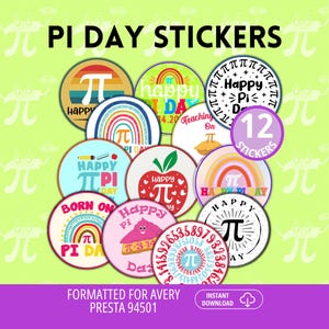 Pi Day Stickers, Printable Stickers, Pi Day Download, Math Pi Day, Math Questions, Pi Day Party, Math Stickers, Math Laptop Sticker, PI01