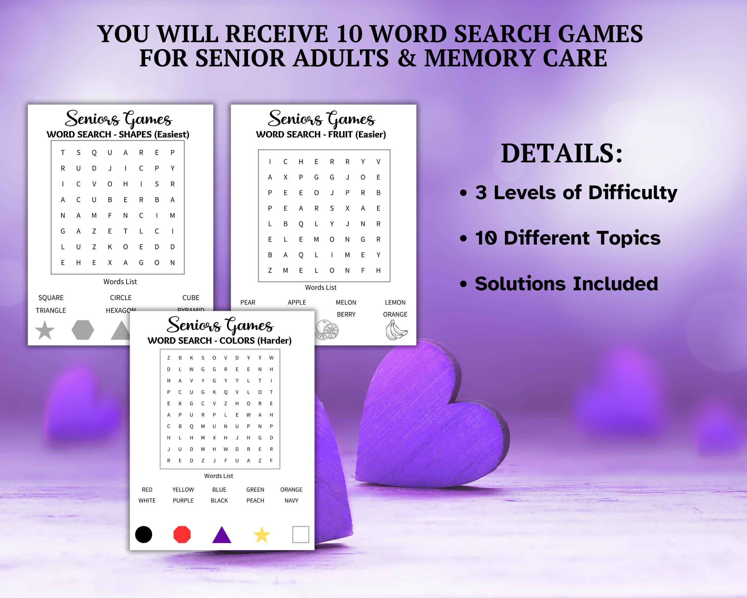 Seniors Brain Games Bundle, Dementia Games, Dementia Activities