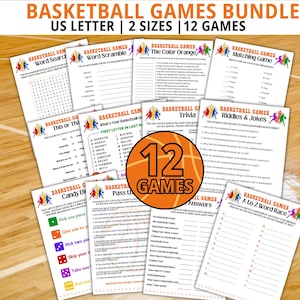 Basketball Games Bundle, Basketball Party Games, Family Game Night, Basketball Games, Basketball Trivia, Basketball Printable