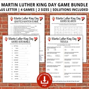 Martin Luther King Day Game Bundle, MLK Games, Martin Luther King Games, Classroom Activities, Family Game Night, Office Party Games
