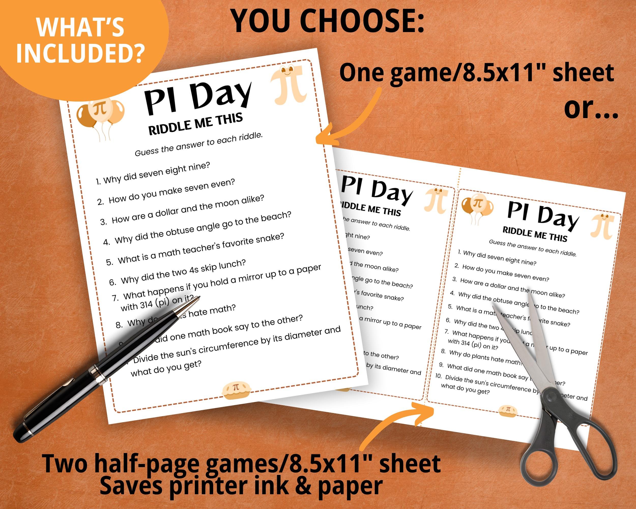 Pi Riddes Chart Pi Day Riddles, Riddle Me This, Pi Day Download, Math Pi Day, Math ...