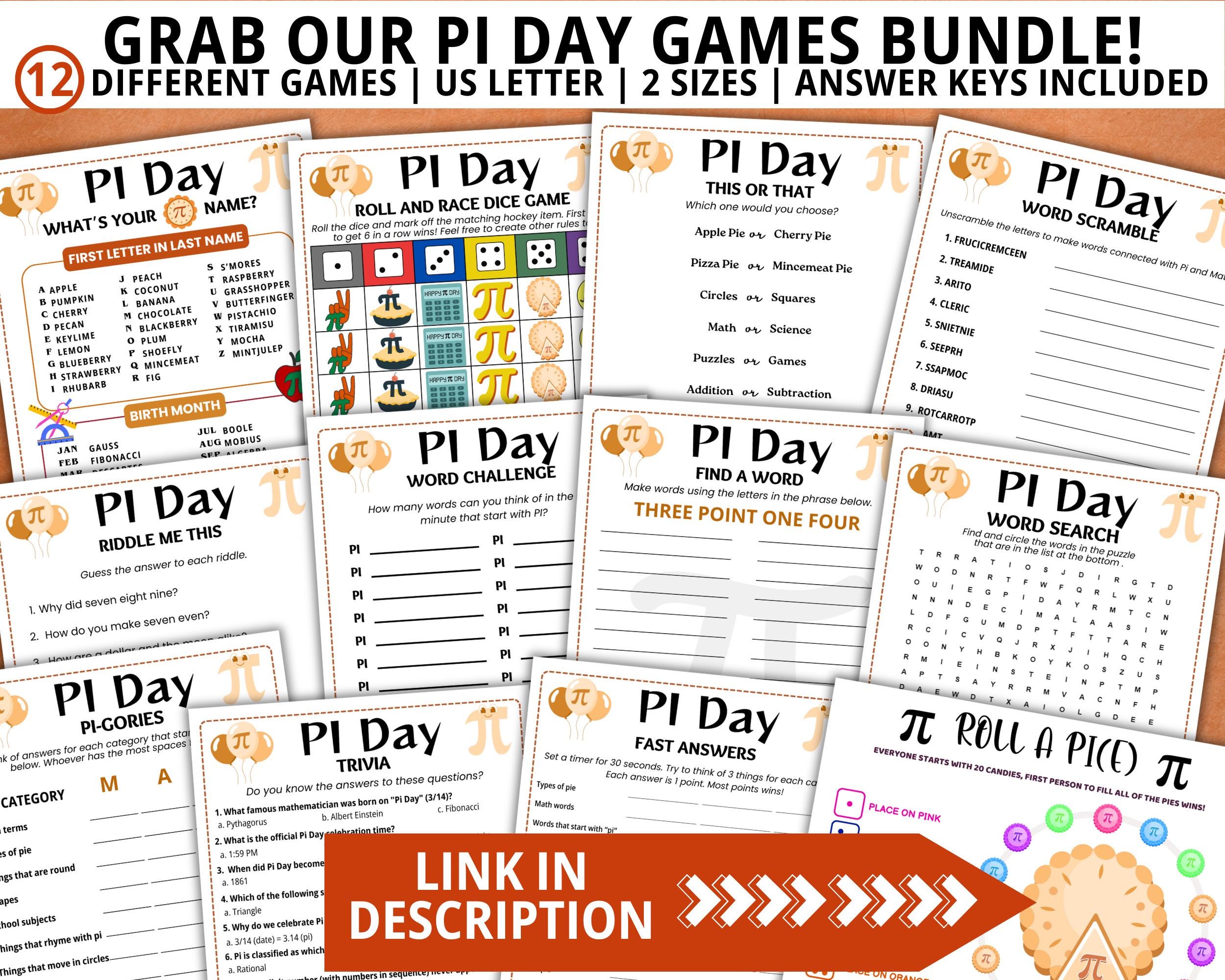 Pi Day Fast Answers Game, Trivia Game, Math Pi Day, Math Questions ...