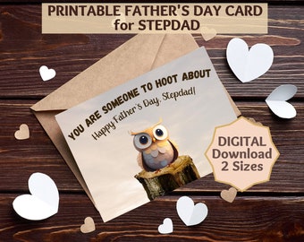 Fathers Day Step Dad Card, Printable, Stepdad Fathers Day, Blank Fathers Day Card, Step Father Fathers Day Card, Printable Bonus Dad Card