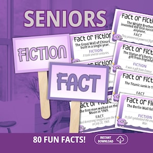 Seniors Fact or Fiction, Seniors Brain Games, Seniors Brain Teasers, Dementia Games, Dementia Activities, Senior Mind Games, Senior Activity