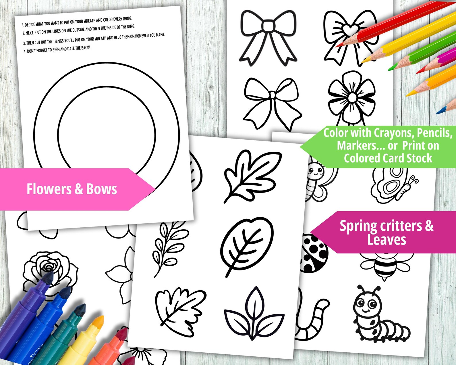 Spring Wreath Craft, Cut and Paste Craft, Spring Craft, Classroom ...