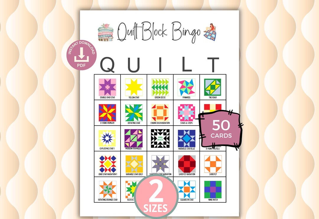 Quilt Block Bingo, Quilting Bingo, Quilting Party Games, Bingo Cards ...