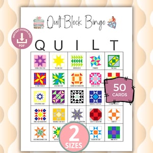 Quilt Block Bingo, Quilting Bingo, Quilting Party Games, Bingo Cards, Bingo Set, Quilt Games, Quilt Bingo, Quilting Games, Quilt Guild Games