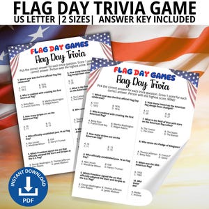 Flag Day Trivia Game, Flag Day Games, Patriotic Games, Icebreaker Games, Family Game Night, Trivia Question Quiz, Stars and Stripes Fun