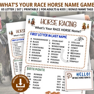 What&#39;s Your Race Horse Name Game, Horse Racing Games, Family Game Night, Office Party Games, Horse Birthday, Horse Race Game, Name Generator