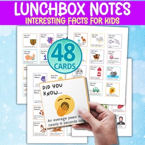 Lunchbox Notes, Interesting Facts for Kids, Kids Lunch Box Notes, Inspirational Notes for Kids, Lunch Notes, Back to School Notes