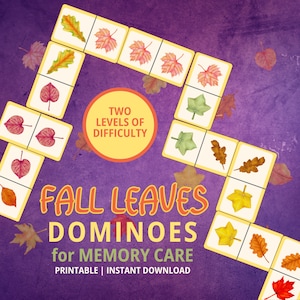Fall Leaves Dominos Game, Ice Breaker Game, Dementia Activities, Dominos Set, Dominoes Game, Dementia Games, Memory Care, Brain Games