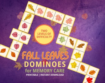 Fall Leaves Dominos Game, Ice Breaker Game, Dementia Activities, Dominos Set, Dominoes Game, Dementia Games, Memory Care, Brain Games