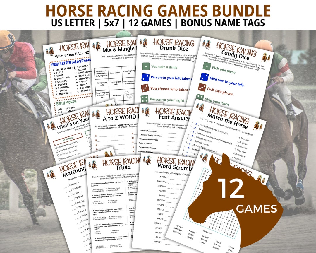 Horse Racing Game Bundle, Horse Race Games, Family Game Night, Word ...