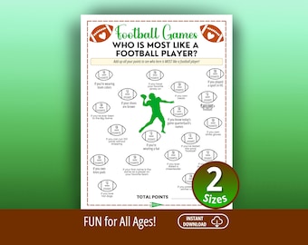 Who Is Most Like a Football Player, Football Party Game, Football Watch Party, Football Games, Football Party Ideas, Football Activities