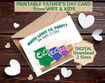 DIY Fathers Day Card for Husband, Printable, Fathers Day Card from Kids, Blank Fathers Day Card, Fathers Day Card from Wife