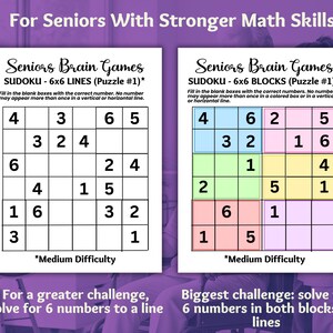 Printable Sudoku Puzzles for Seniors, Seniors Brain Games, Dementia Games, Dementia Caregiver Resource, Sudoku Printable, Memory Care image 3