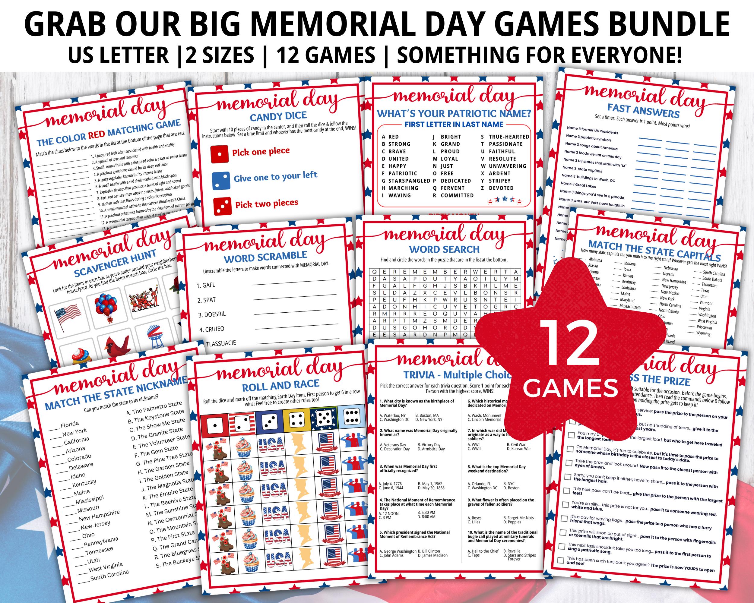 Memorial Day Word Scramble Game, Patriotic Word Game, Memorial Day ...