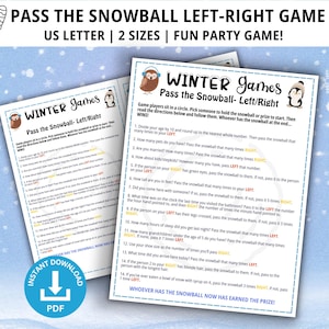 Pass the Snowball Left-Right Game, Winter Games, Wintertime Games, Pass the Prize, Pass the Gift, Left-Right Game, Pass the Parcel