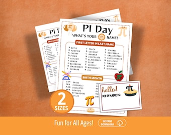What's Your Pi Day Name, Pi Day Name Game, Whats Your Name, Pi Day Party, Math Pi Day, Pi Day Game, BONUS NAMETAGS + SIGN