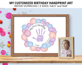 Customized Birthday Craft, Customized Handprint Craft, Birthday Handprint Art, Handprint Sign, DIY Handprint Art, Handprint Keepsake