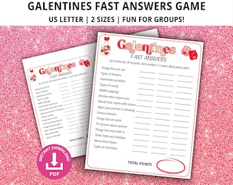 Galentines Fast Answers, Galentines Day Game, Galentines Day Games Printable, Galentines Game for Adults, Galentines Trivia, Galentines Game