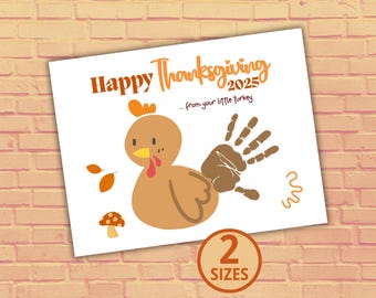 Thanksgiving Handprint Craft, My Little Turkey Handprint, Fall Handprint Craft, Handprint Sign, DIY Handprint, Handprint Keepsake