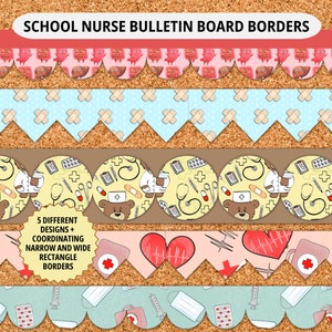 School Nurse Bulletin Board Kit, School Nurse Office Decor, Bulletin Board Borders, Nurse Bulletin Board Set