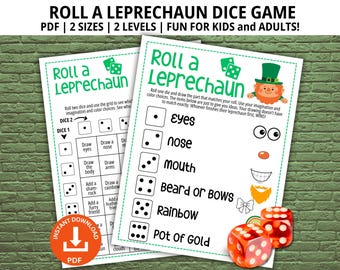 Roll a Leprechaun Game, St Patricks Day Game, St Patricks Activity, St Paddys Day Game, School Party Game, Classroom Activities