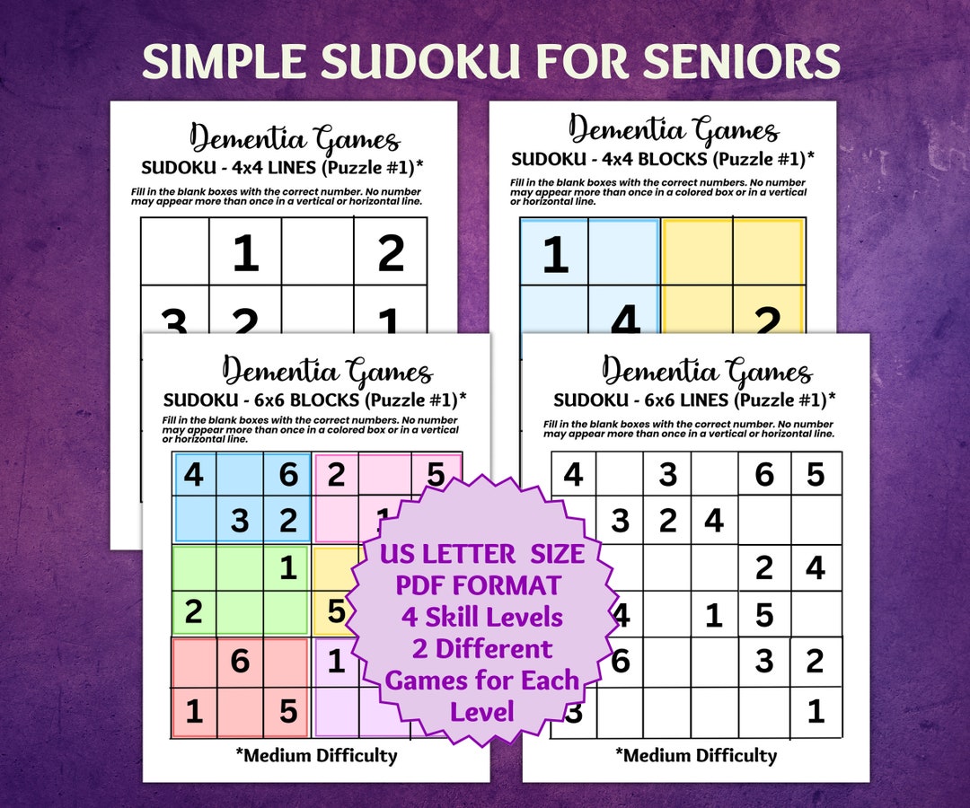 Printable Sudoku Puzzles for Seniors, Dementia Games, Dementia
