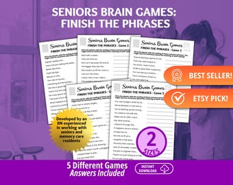Finish the Phrase, Seniors Brain Games, Dementia Game, Dementia Activities, Finish My Phrase, Brain Games, Dementia Games, Memory Care