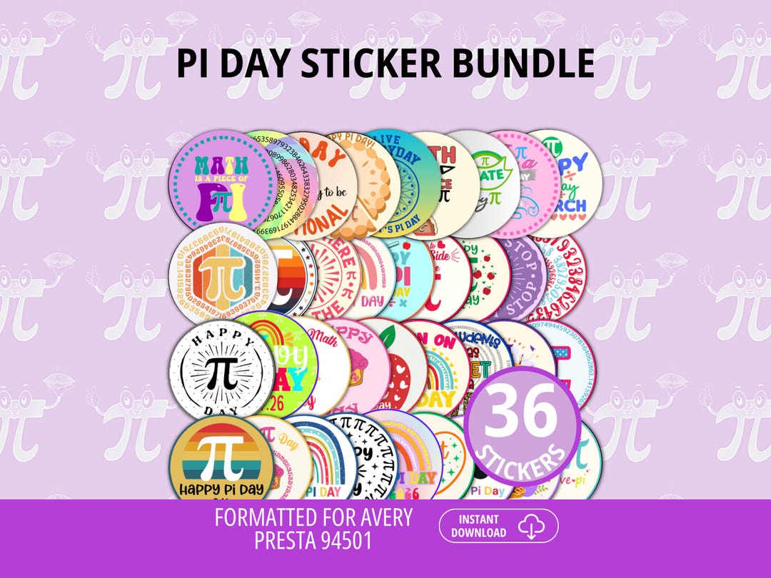 Pi Day Stickers, Printable Stickers, Pi Day Decor, Math Teacher Gift ...