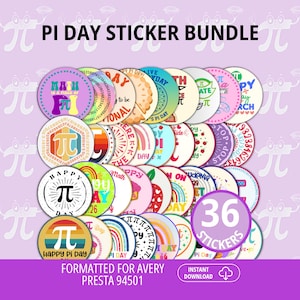 Adesivi per il Pi Day, adesivi stampabili, decorazioni per il Pi Day, regalo per insegnanti di matematica, Pi Day in matematica, festa per il Pi Day, adesivi per la matematica, adesivi digitali