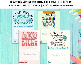 Teacher Appreciation Gift Card Holder, Best Teacher Ever Card, New Teacher Gift Card, Thank You Teacher, End of Year Teacher Appreciation