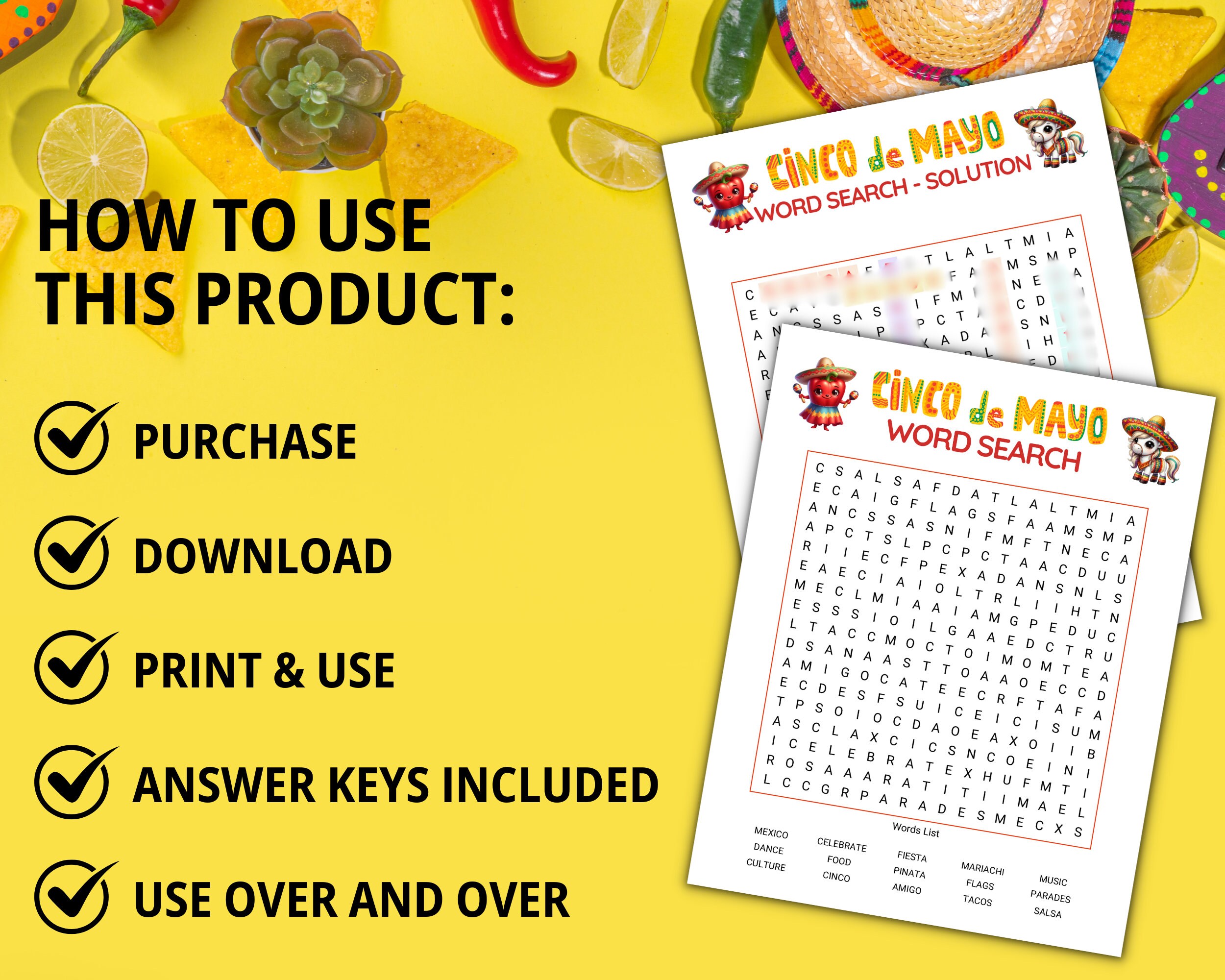 Cinco De Mayo Word Search, Cinco De Mayo Games, Family Game Night, Word ...