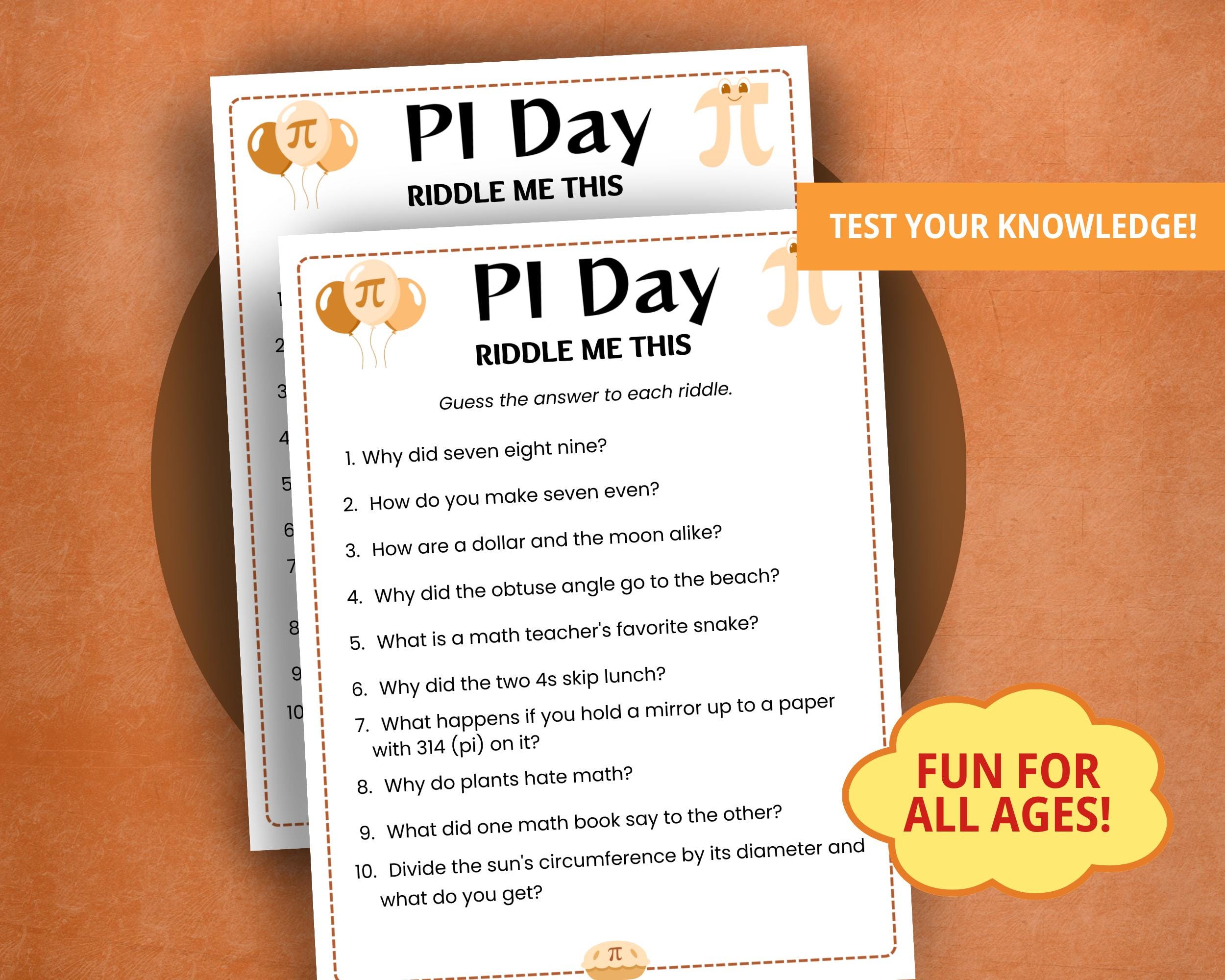 Pi Riddes Chart Pi Day Riddles, Riddle Me This, Pi Day Download, Math Pi Day, Math ...
