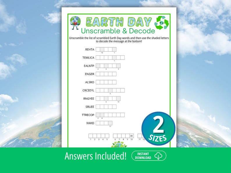 Earth Day Word Scramble Game, Earth Day Game, Word Puzzle, Earth Day ...
